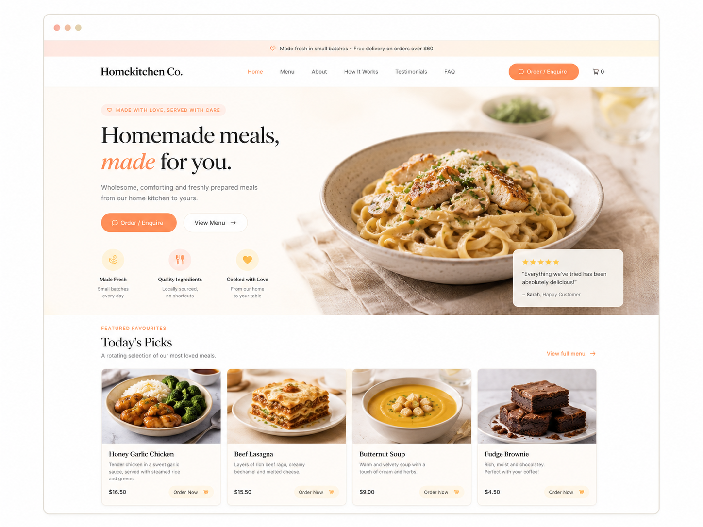 Food / home-based business website preview